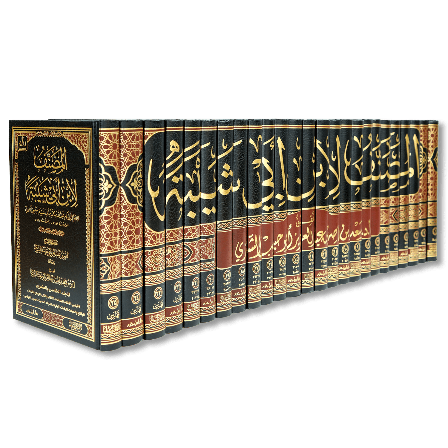 صورة غلاف كتاب مصنف ابن أبي شيبة، من أقدم وأوسع دواوين السنة والآثار، يجمع الأحاديث المرفوعة والآثار الموقوفة والمقطوعة مرتبةً على الأبواب الفقهية، ويعد من المصادر الأساسية